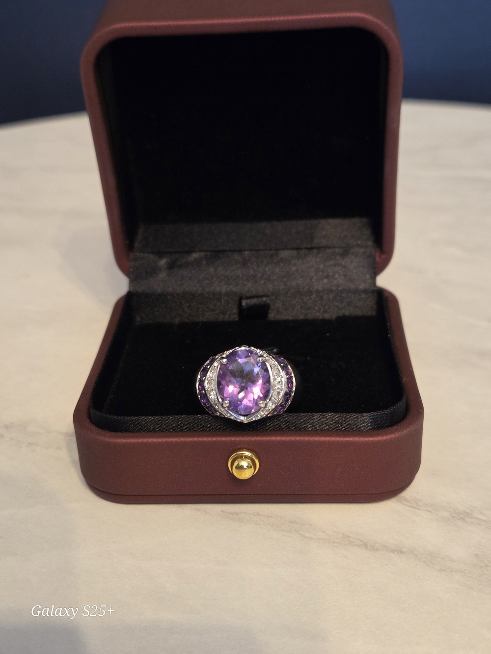 Purple African Amethyst 4.50Ct Halo Cocktail Ring - Sz 8